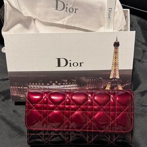 Glossy Burgundy Quilted Women's Wallet